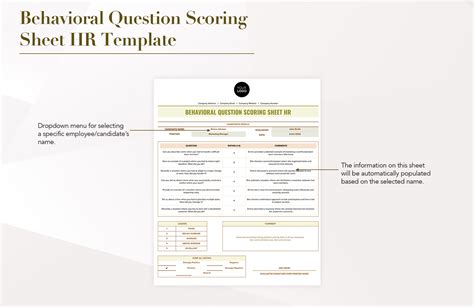 Behavioral Question Scoring Sheet HR Template in Excel, Google Sheets - Download | Template.net