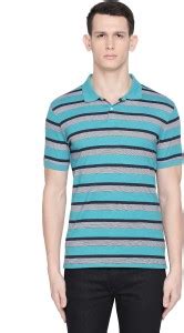 Byford by Pantaloons Striped Men Polo Neck Green, Grey T-Shirt - Buy ...