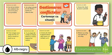 Gestionarea conflictelor – Cartonașe cu situații