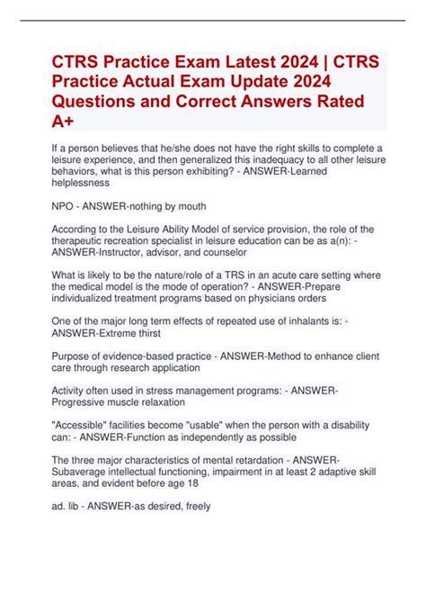 CTRS EXAM 2024 LATEST | CTRS ACTUAL EXAM 2024 CTR PRACTICE EXAM 2024 ...