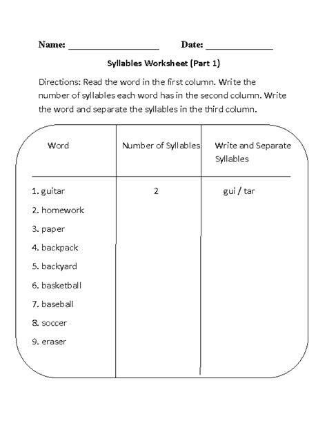 Syllables Worksheet Solved 的图像结果