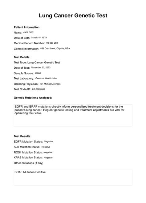 Lung Cancer Genetic Test & Example | Free PDF Download