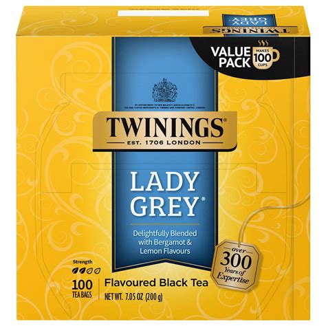 Twinings Lady Grey Citrus Black Tea Bags, 100 Count, Individually ...