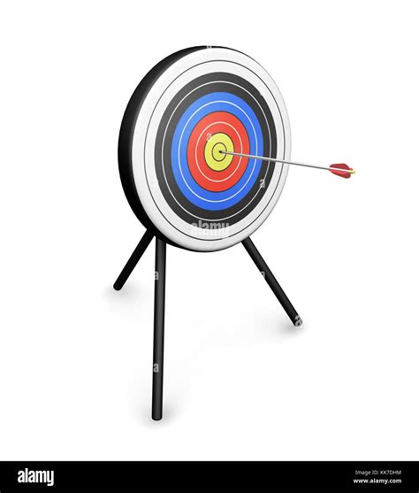 3D render of an arrow hitting the bullseye Stock Photo - Alamy