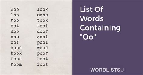List Of Words Containing "Oo"