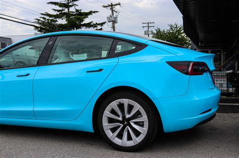 Tesla Model 3 Baby Blue Car Wrap | Twiisted Wrap
