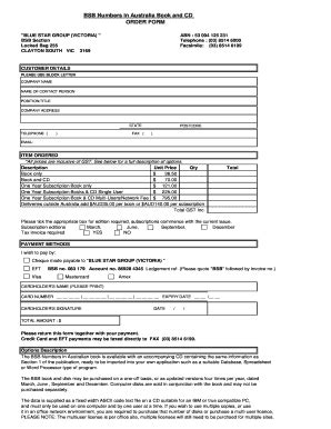 Fillable Online BSB Order Form - Australian Payments Clearing ...