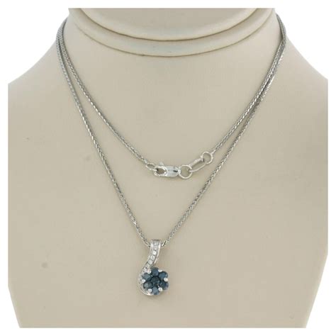 Necklace and pendant set with diamonds 14k white gold For Sale at 1stDibs