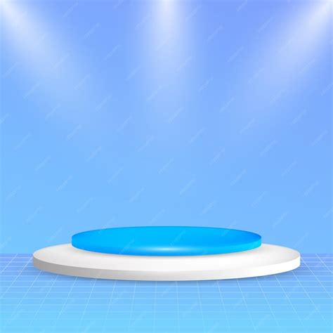 Blue podium 3d vector design for product presentation | Premium Vector
