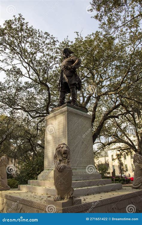 A Statue of General James Edward Oglethorpe at Franklin Square with ...