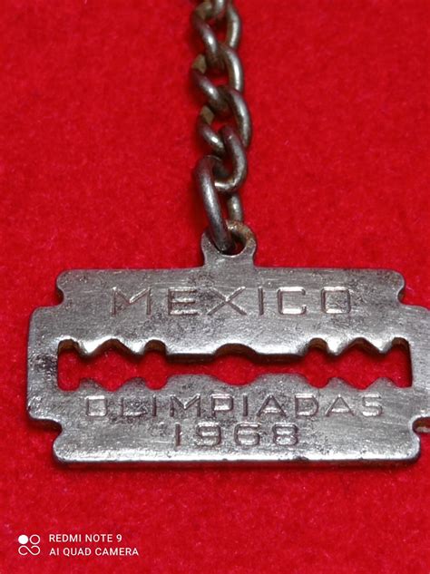 XIX SUMMER OLYMPIC GAMES MEXICO 1968 GILLETTE KEYCHAIN PROMOTIONAL BLUE ...