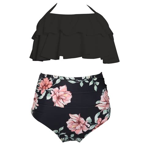 Hienoo Little Girls Bikini Swimsuit Ruffle UPF 50+ Beach Bathing Suit ...
