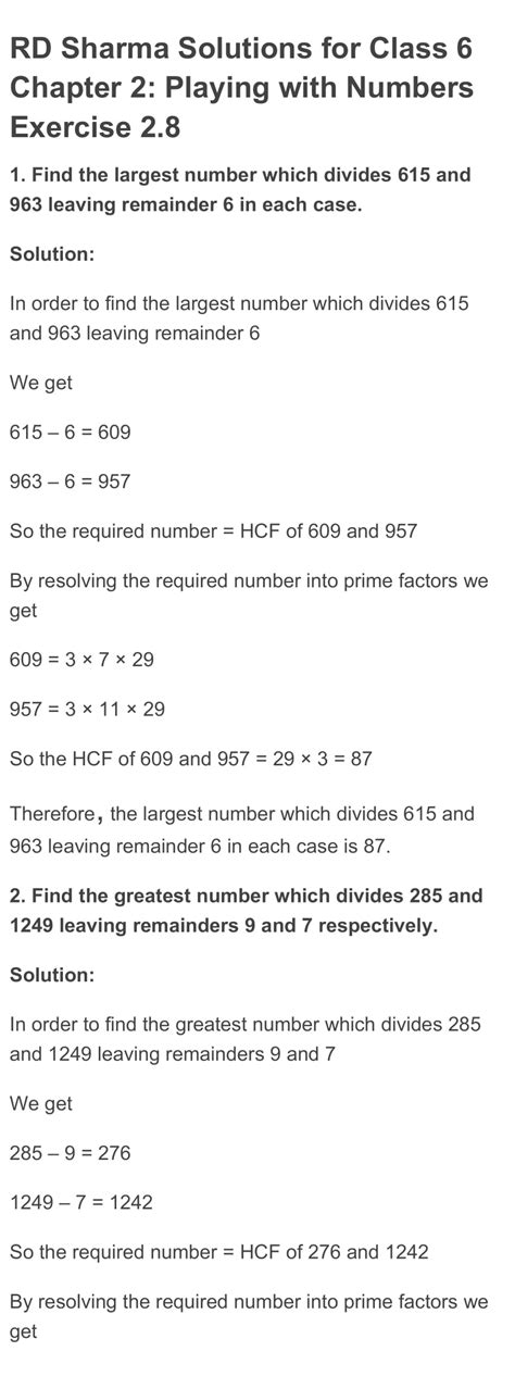 RD Sharma Class 6 Maths Chapter 2 Playing with numbers Exercise 2.8 ...