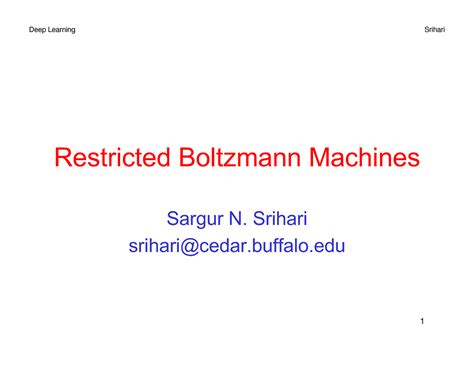 Deep RBM - Summary deep learning - Restricted Boltzmann Machines Sargur ...