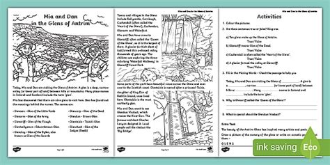 Mia and Dan in the Glens of Antrim Worksheets