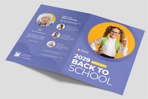 School Bi-Fold Brochure Template [AI, EPS, INDD] - BrandPacks