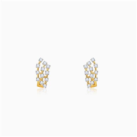 Gold Moonlit Waves J Hoop Diamond Earrings | GIVA – Heer by GIVA