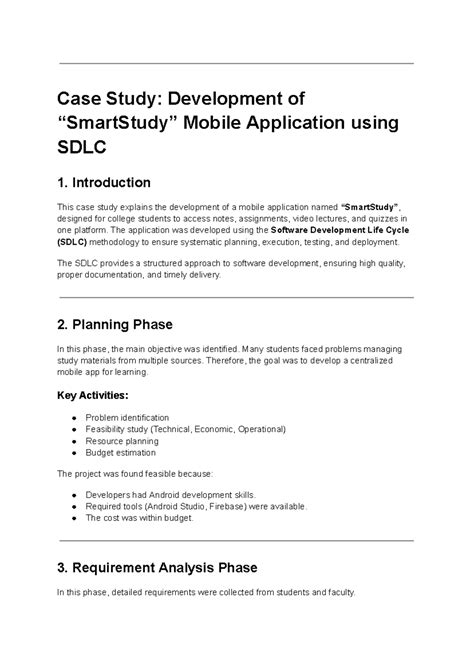 Case Study: Mobile App Development via SDLC for Students - Studocu