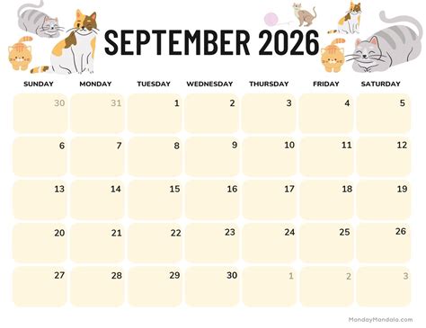 September 2026 Calendars (52 Free PDF Printables)