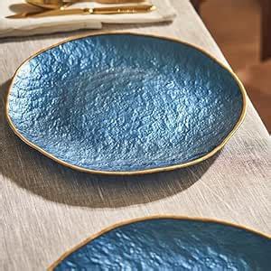 Buy Pure Home + Living Set of 2 Blue Dune Glass Charger Plates Online ...