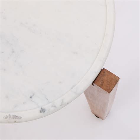 Wooden Marble Top Side Table 51x33cm - TK Maxx UK