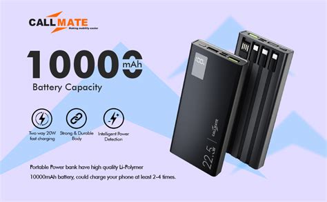 CALLMATE 10000Mah Power Bank,22.5W Fast Charging|Type C Pd(Input&Output ...