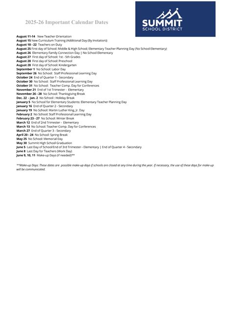 Summit School District CO Calendar 25-26 Revised [PDF] - EduCounty