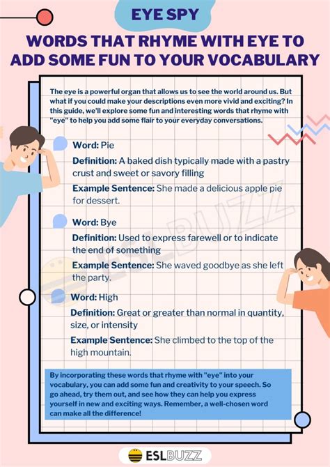 Words that Rhyme with Eye to Set Your Eyes on the Rhyming Prize - ESLBUZZ