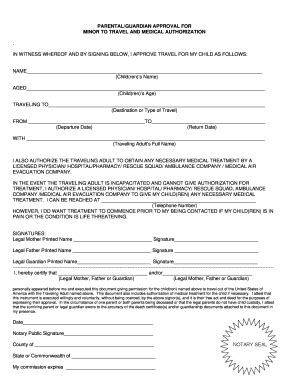 Single Parent Travel Instructions Parental/Guardian Approval - Fill and ...