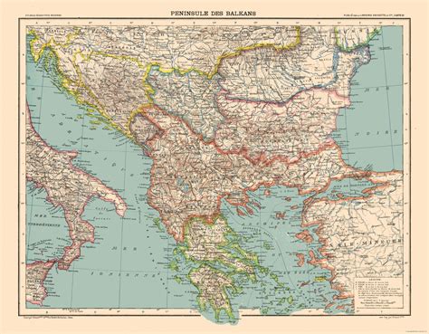 Historic Map - Balkan Peninsula - Schrader 1908 - Vintage Wall Art ...
