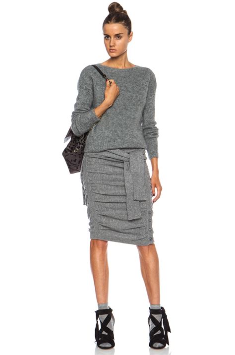 Band of Outsiders Ruched Sweater Merino Wool Skirt with Sleeve Ties in ...