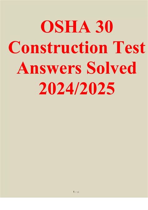 OSHA 30 Construction Test Answers Solved 2024/2025 - OSHA 30 ...