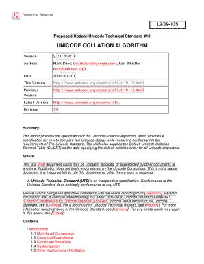 Fillable Online unicode L2/09-135 Proposed Update Unicode Technical ...