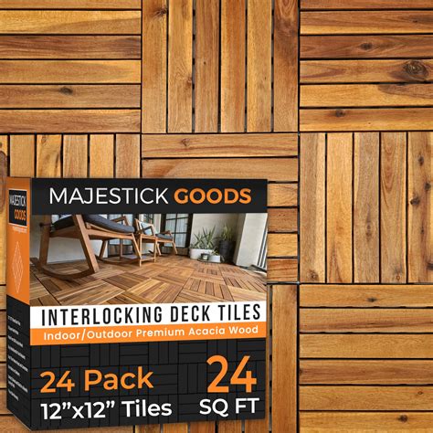 24 Sq Ft Interlocking Deck Tiles Snap Together Wood Flooring - 12 x 12 ...