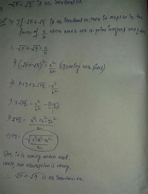 Show that root p+ root q is an irrational number, where p, q are primes ...