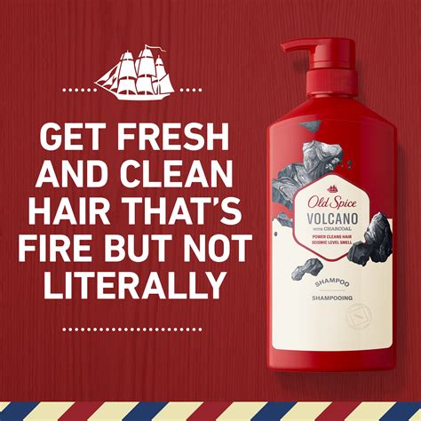Old Spice Volcano Charcoal Shampoo for Men, All Hair Types, 21.9 fl oz ...