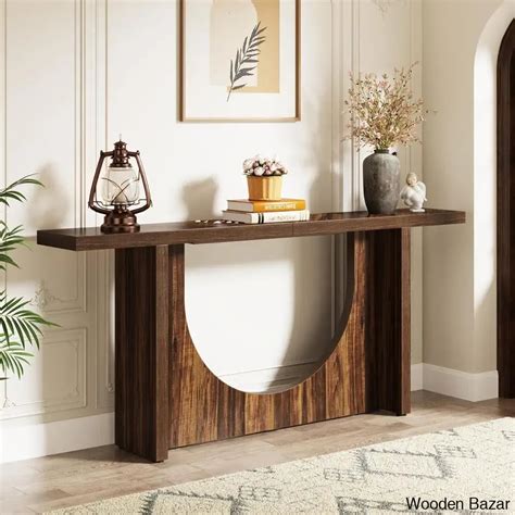 Glass and Wood Console Table – Wooden Bazar