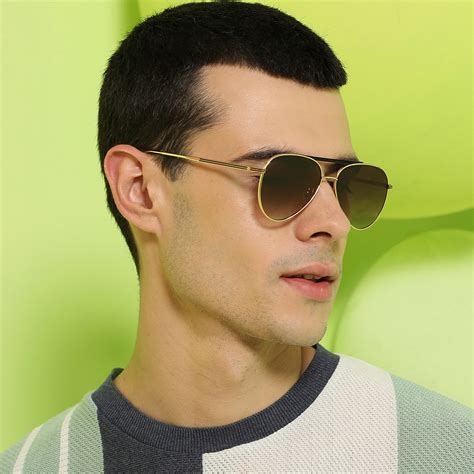 Buy Gold Tortoise Gold Brown Gradient Full Rim Aviator Shape John ...