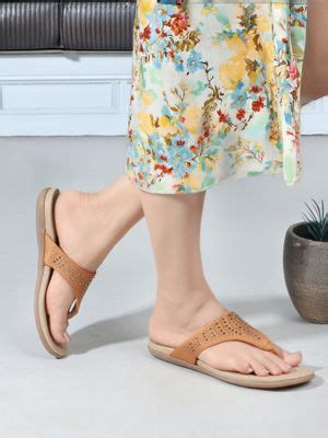 Buy Carlton London Tan Slip-On Round Toe Festive Women Flats Online