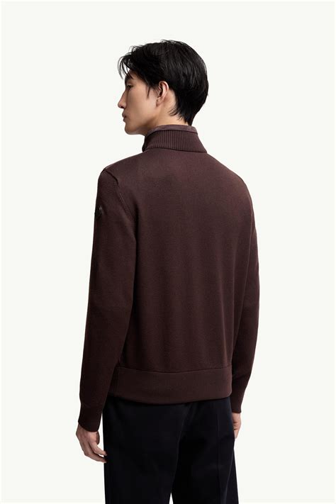 Brown Wool & Suede Cardigan - Sweaters & Cardigans for Men | Moncler SG