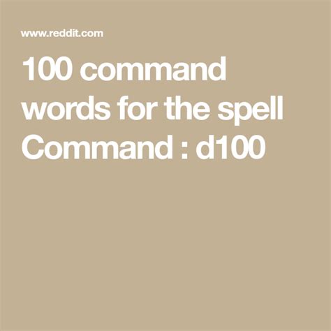 100 command words for the spell Command : d100 | D&d dungeons and ...