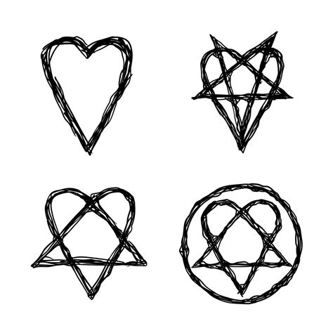 Heart Pentagram Inverted Heartagram Sign, Symbol of love and hate ...