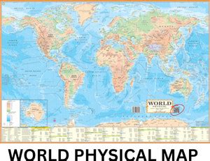 WORLD PHYSICAL MAP | Map Size ( 40*28 ) Paper Print - Smart Books ...