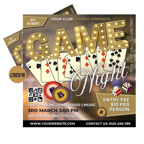 Adult Game Night Flyer | Game Night Flyer Canva | Family Game Night ...