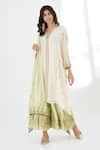 Buy Pink Georgette, Linen Diamonds, Zari, Embroidery Asymmetric Kurta ...
