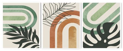 GREENISH MUSTARD COMBO OF GEOMETRICAL ART FRAMES WITH GLASS-SET OF 3 ...