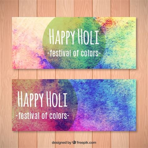 Hand painted colors holi festival banners | Premium Vector