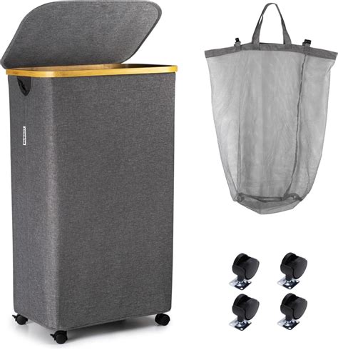 Amazon.com: RUBROX Laundry Hamper with Lid on Wheels - 100L Large ...