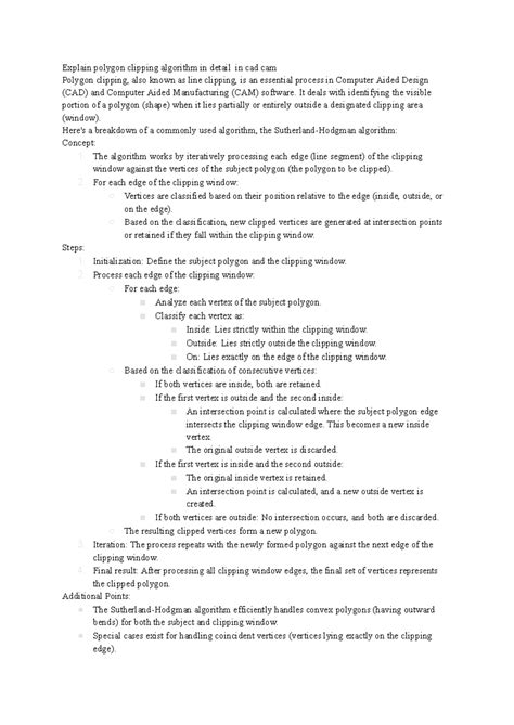 Explain polygon clipping algorithm in detail in cad cam - It deals with ...