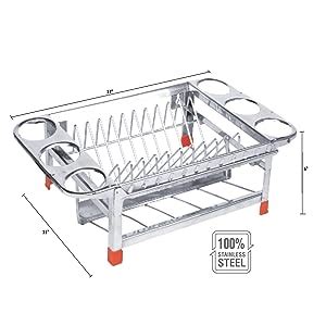 Amol Premium Stainless Kitchen Rack | Dish Rack | Drainer Stand | Cup ...